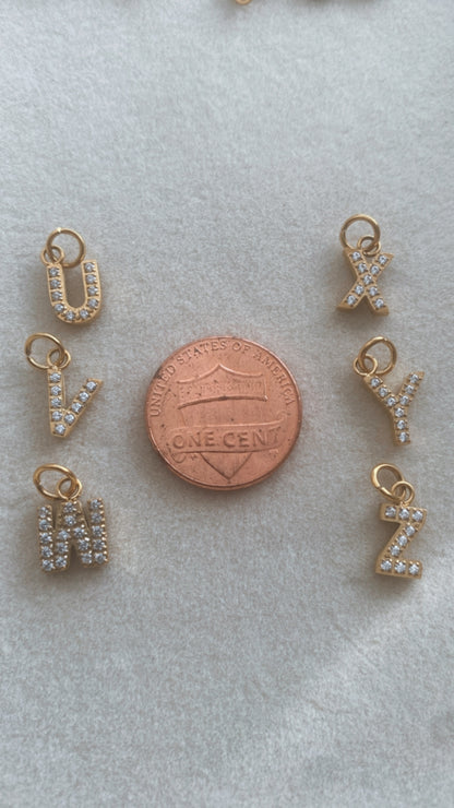 PAVE CZ Initial Charm Letters