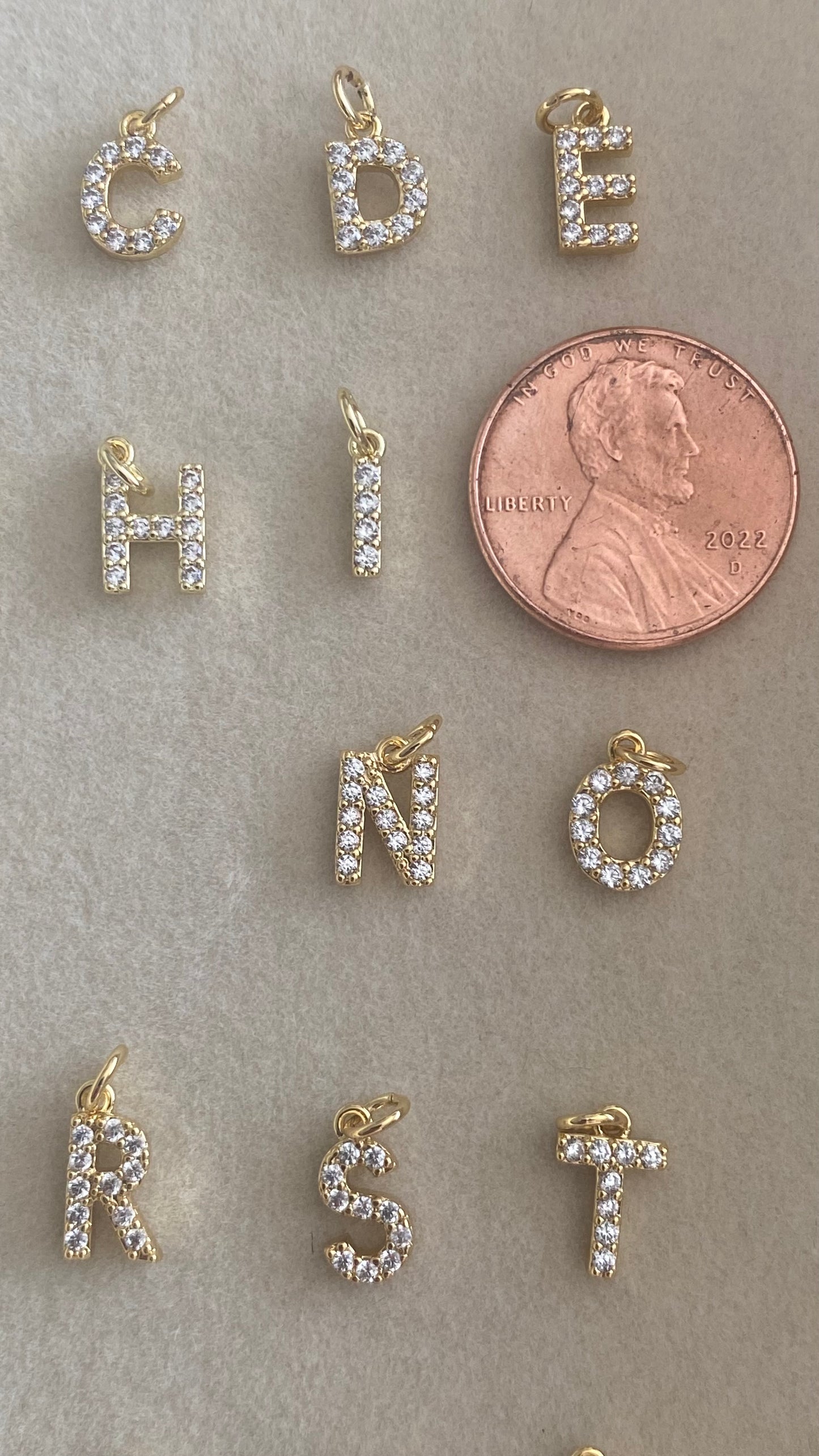 Mini Micro CZ PAVE Initial Letters