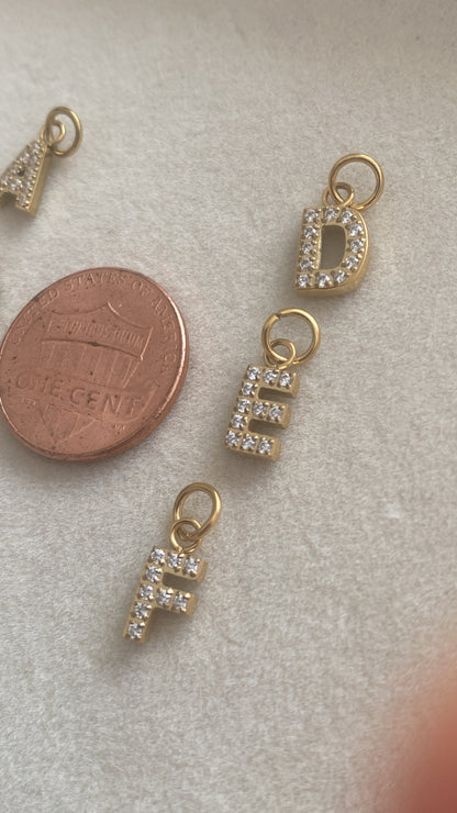 PAVE CZ Initial Charm Letters