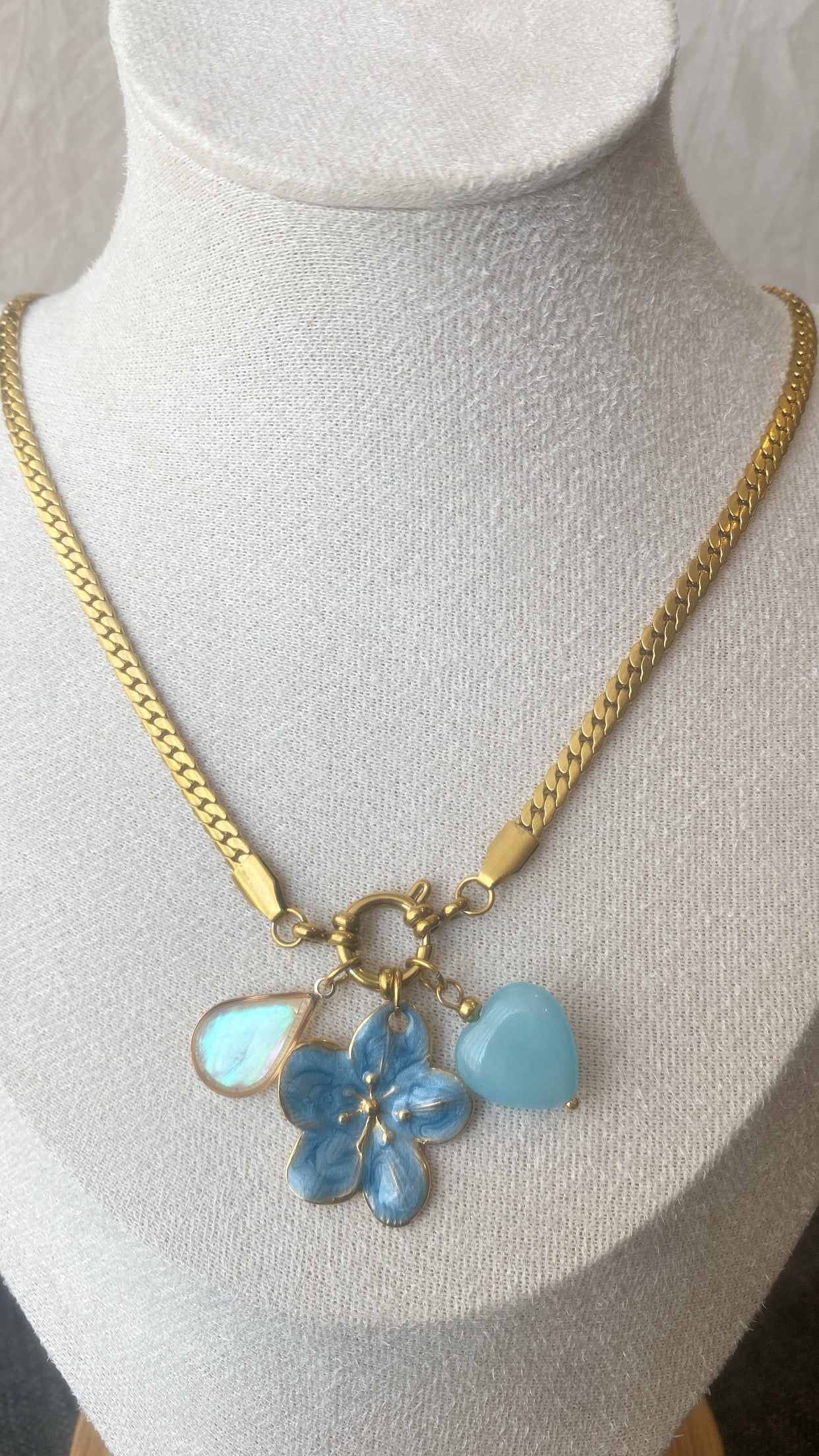 Blue Bloom Charm Necklace