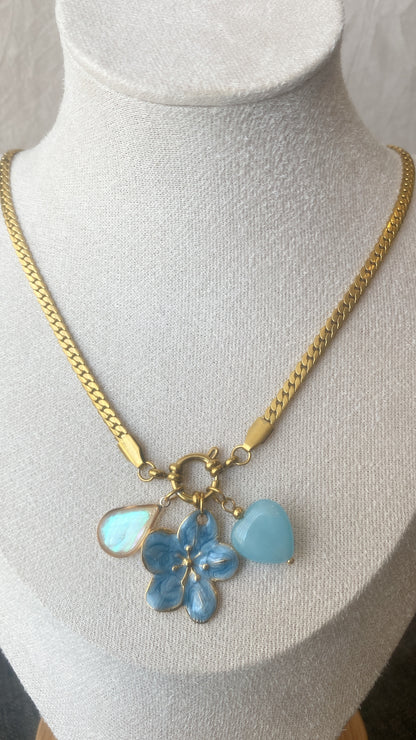 Blue Bloom Charm Necklace