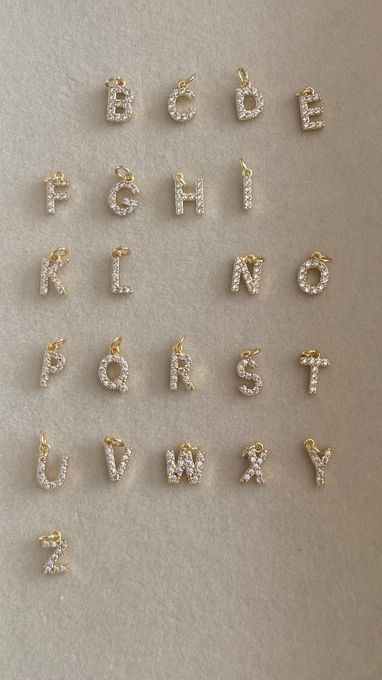 Mini Micro CZ PAVE Initial Letters