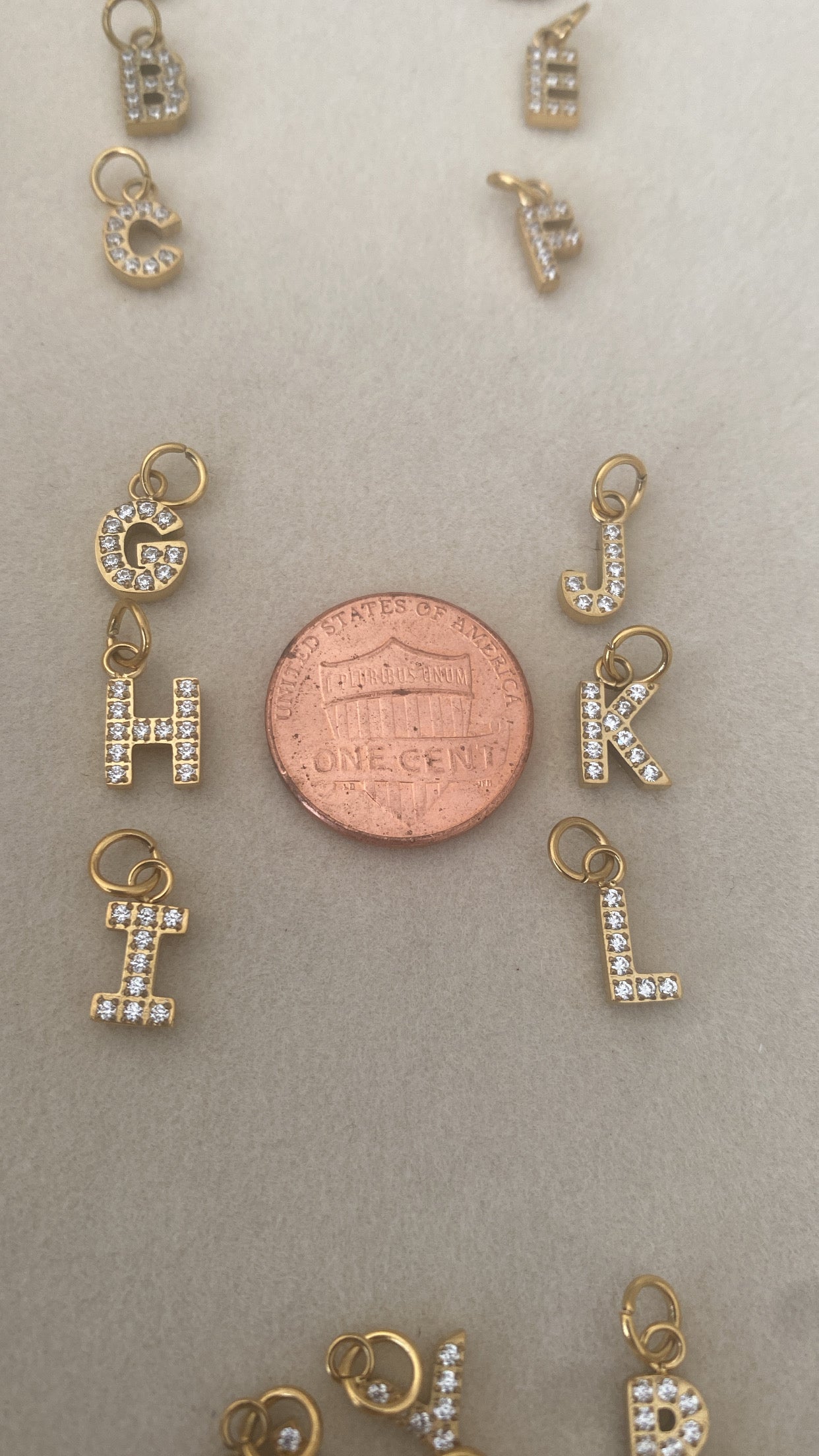 PAVE CZ Initial Charm Letters