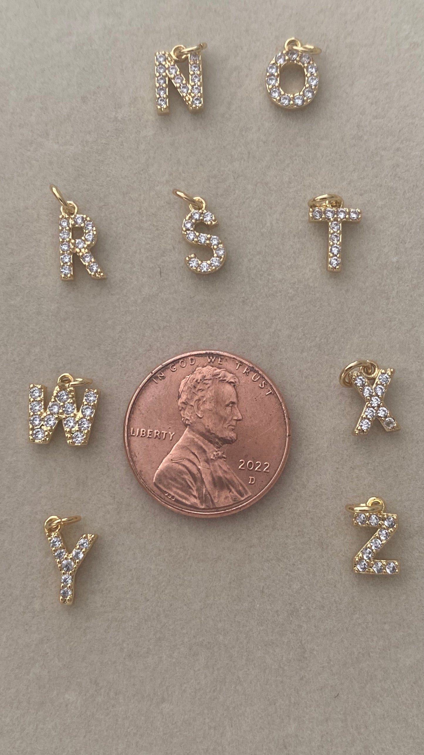 Mini Micro CZ PAVE Initial Letters