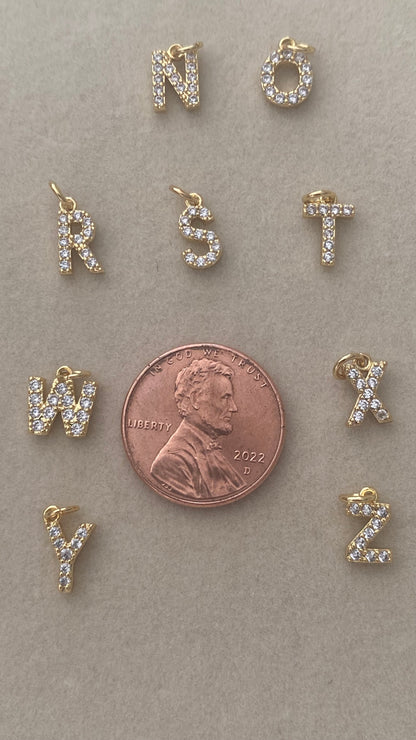 Mini Micro CZ PAVE Initial Letters