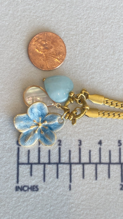 Blue Bloom Charm Necklace