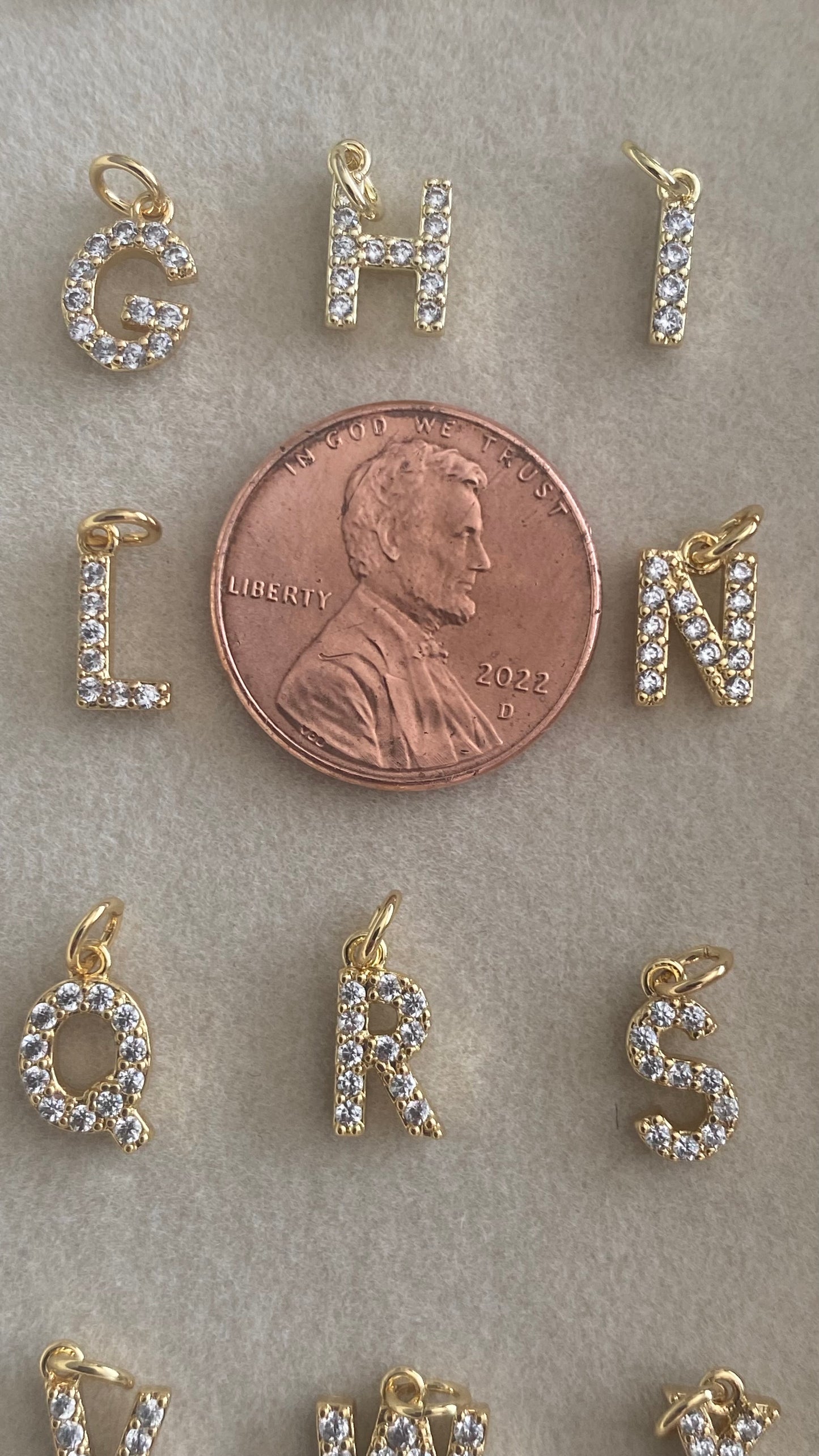 Mini Micro CZ PAVE Initial Letters