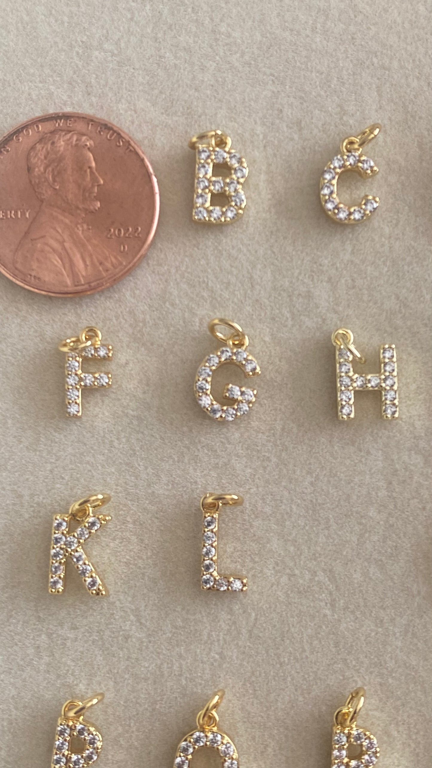 Mini Micro CZ PAVE Initial Letters
