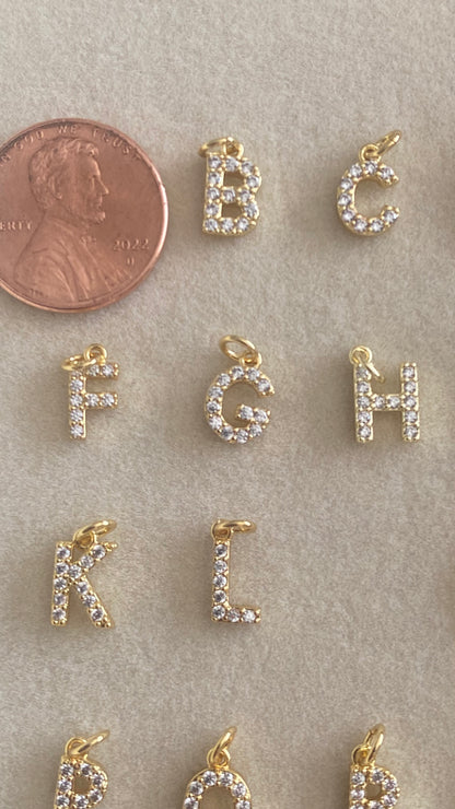 Mini Micro CZ PAVE Initial Letters