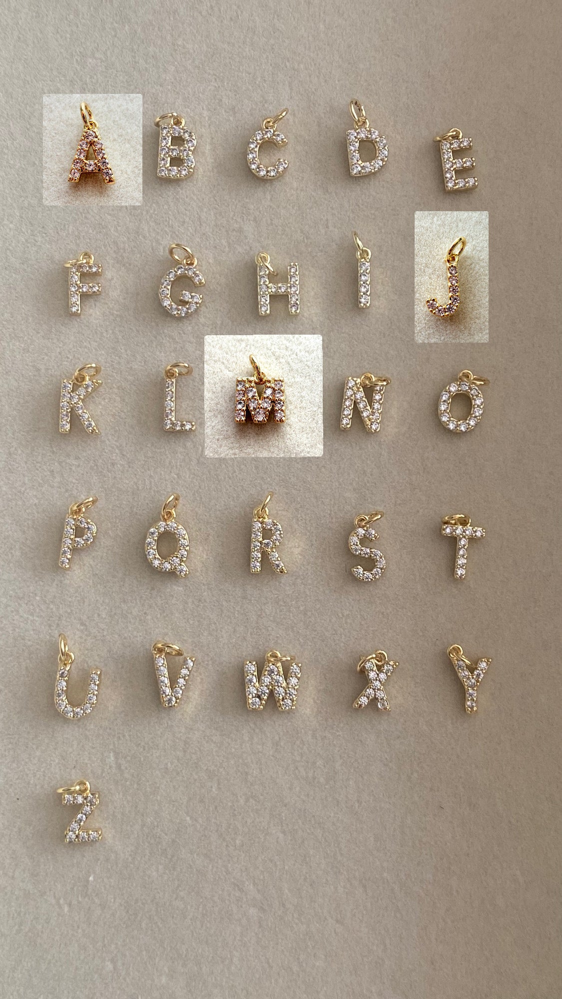 Mini Micro CZ PAVE Initial Letters