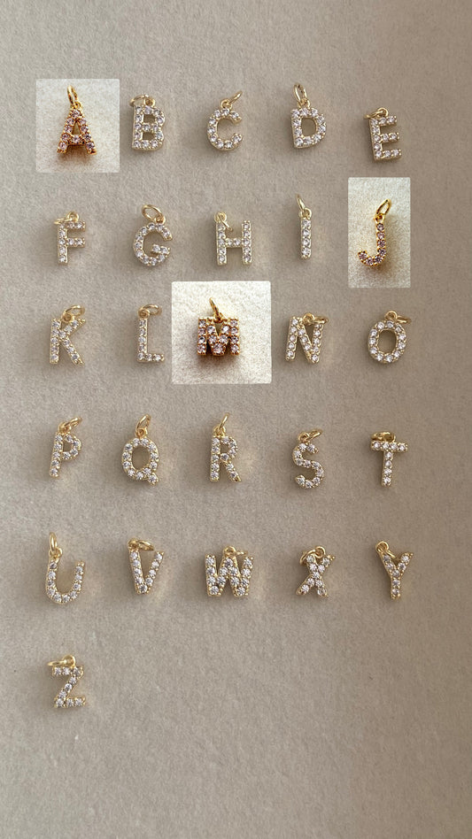 Mini Micro CZ PAVE Initial Letters