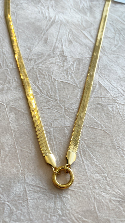 Herringbone Circle Charm Necklace