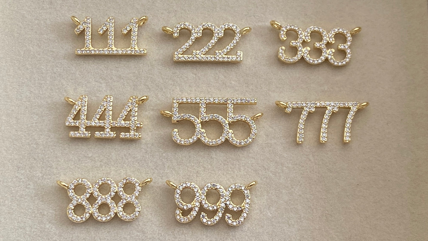 Pavé Angel Number Charm Connectors