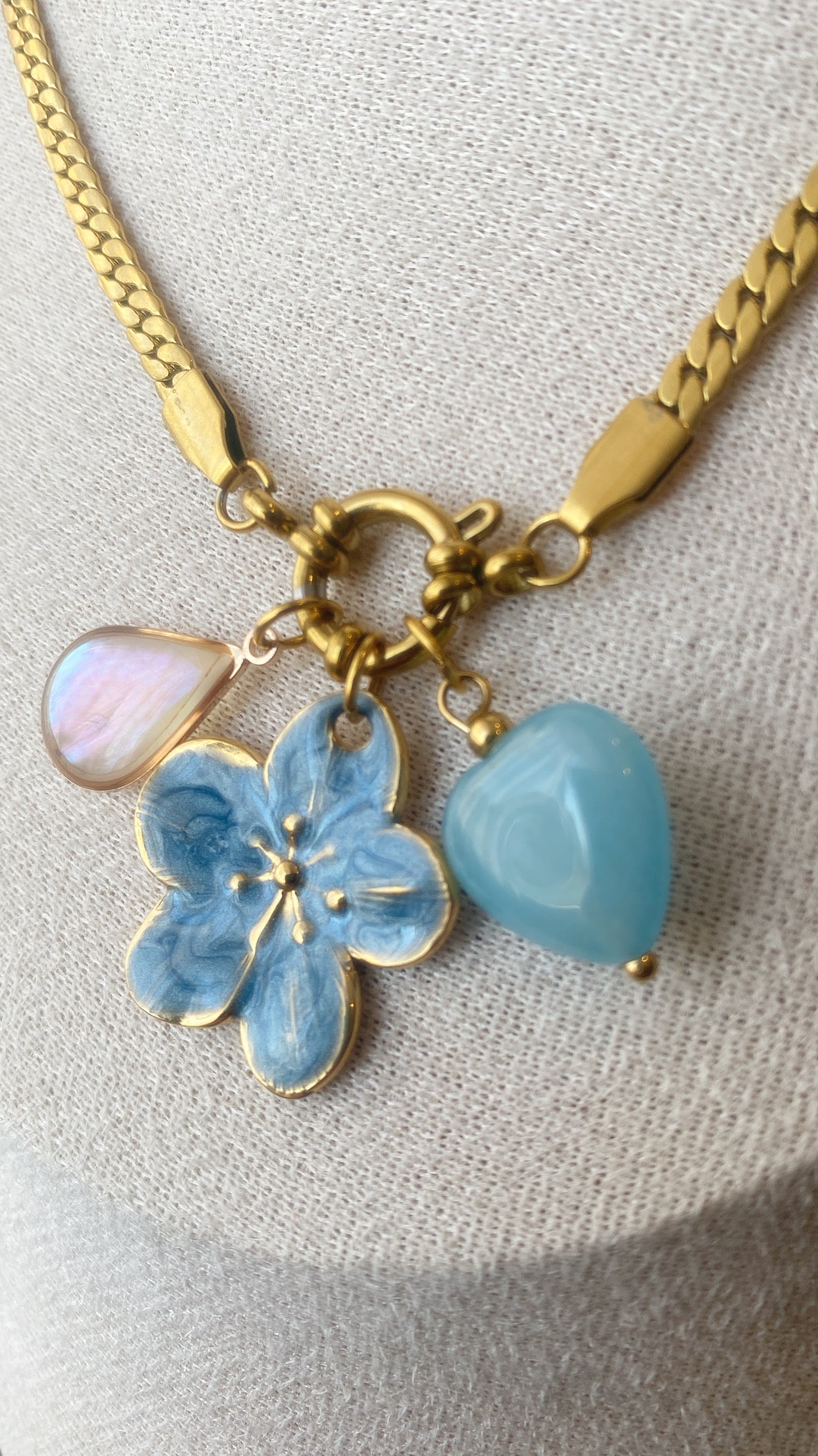 Blue Bloom Charm Necklace