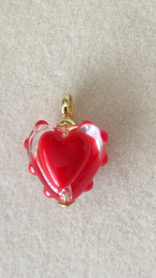 Red Glass Heart Charm