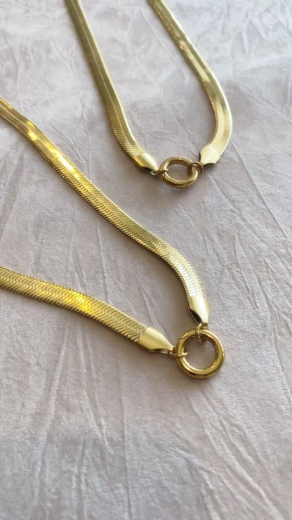 Herringbone Circle Charm Necklace